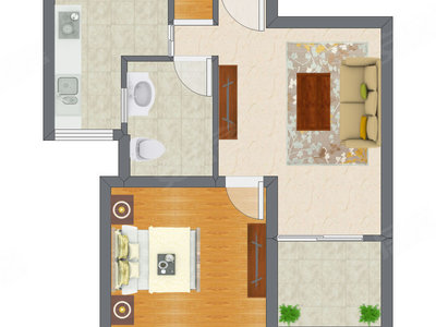 1室1厅 55.00平米户型图