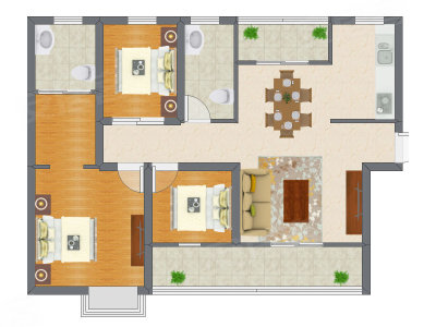3室2厅 78.23平米户型图