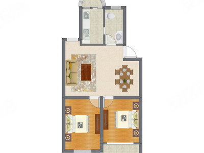 2室2厅 83.51平米户型图