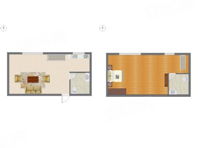 1室1厅 45.39平米户型图