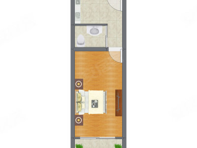 1室0厅 37.80平米户型图
