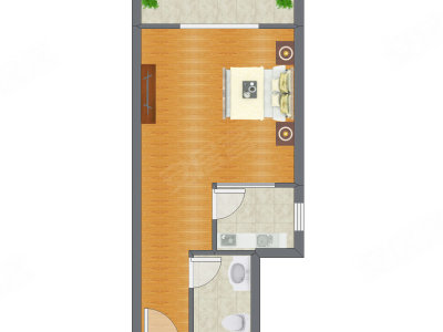 1室0厅 51.96平米户型图