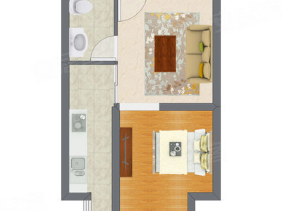 1室1厅 49.32平米户型图