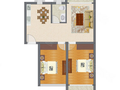 2室2厅 84.68平米户型图