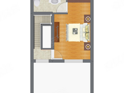 1室2厅 53.75平米户型图