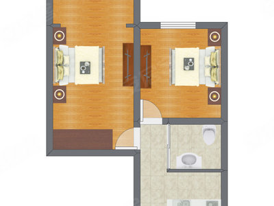 2室1厅 35.49平米