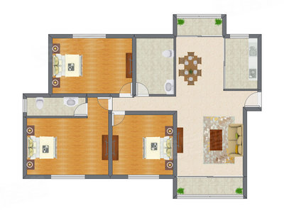 3室2厅 164.00平米户型图