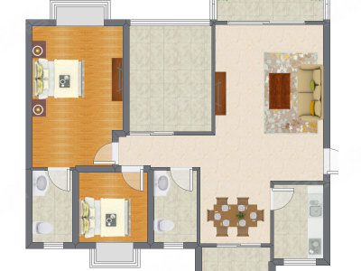 2室2厅 111.00平米户型图