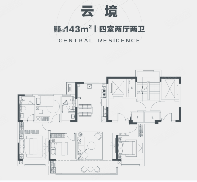 金为·启宸4室2厅2卫143㎡南220万