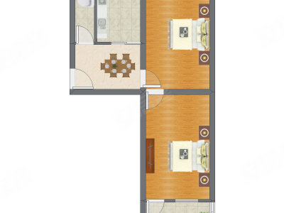 2室1厅 57.70平米