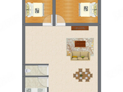 2室2厅 48.00平米户型图
