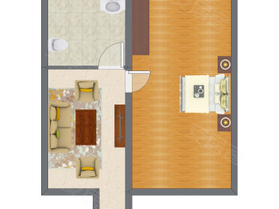 1室1厅 46.50平米