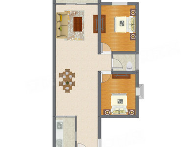2室2厅 90.60平米户型图