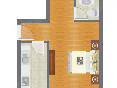 1室0厅 23.87平米户型图
