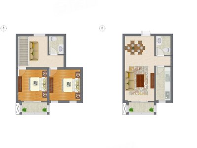 2室2厅 107.57平米户型图