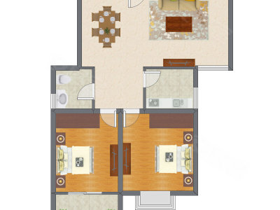 2室2厅 111.12平米户型图