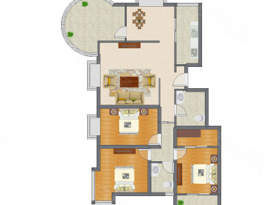 3室2厅 150.68平米户型图