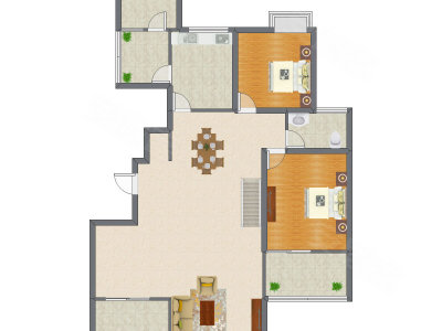 2室2厅 155.00平米户型图