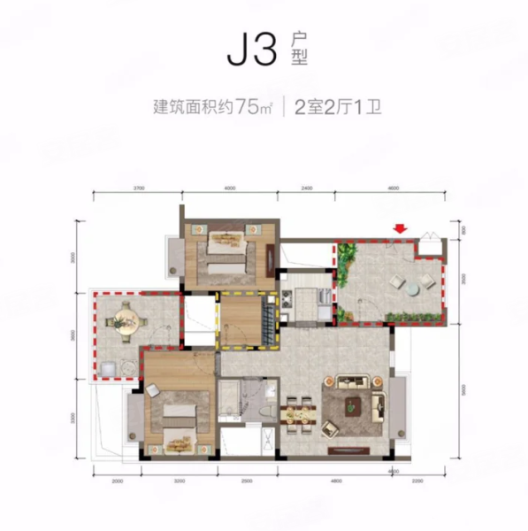 石梅半岛(新房)2室2厅1卫75㎡南165万