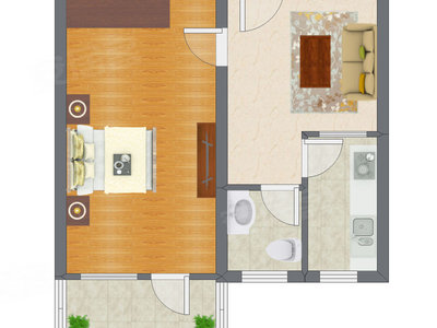 1室1厅 44.74平米户型图