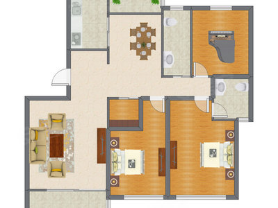 3室2厅 142.04平米户型图