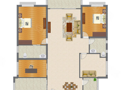 3室3厅 190.00平米户型图