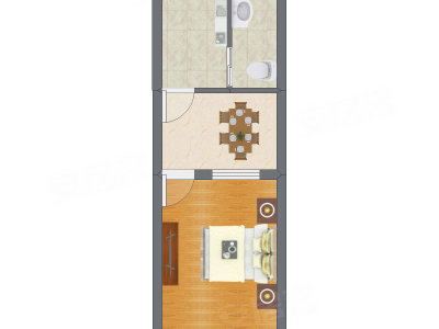 1室1厅 34.17平米