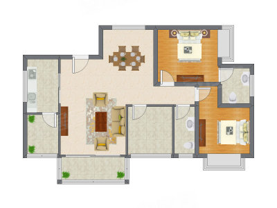 3室2厅 80.67平米户型图