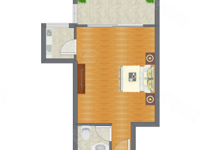 1室0厅 49.92平米户型图