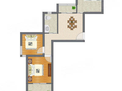 2室1厅 72.64平米