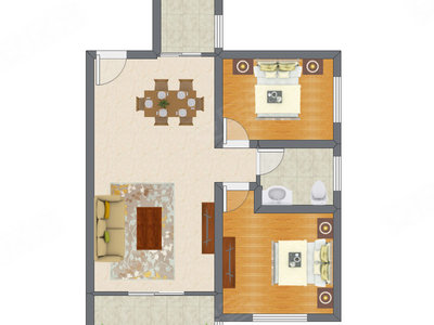 2室2厅 96.32平米户型图