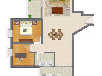 2室2厅 90.13平米户型图