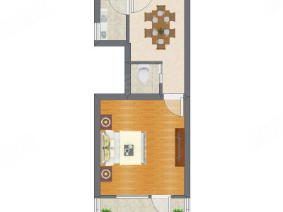 1室1厅 40.60平米
