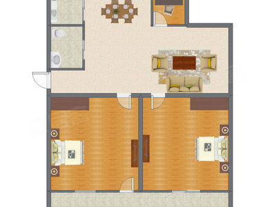 2室2厅 153.00平米户型图