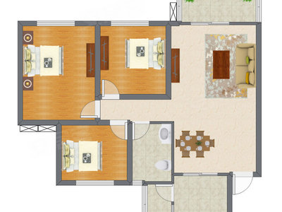 3室2厅 98.76平米