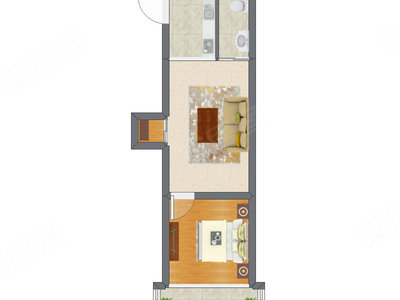 1室1厅 48.00平米户型图