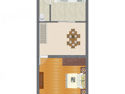 1室2厅 40.71平米