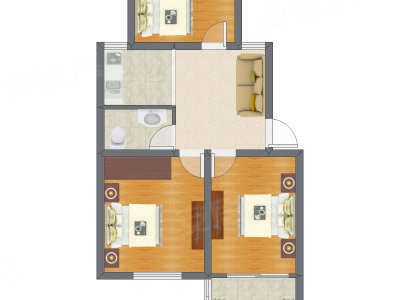 3室1厅 70.50平米户型图