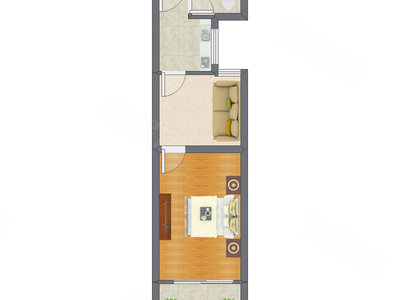 1室1厅 40.98平米户型图