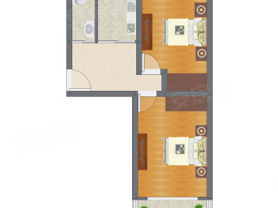 2室1厅 38.20平米户型图