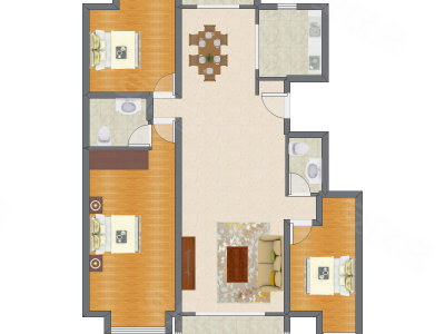 3室2厅 150.30平米