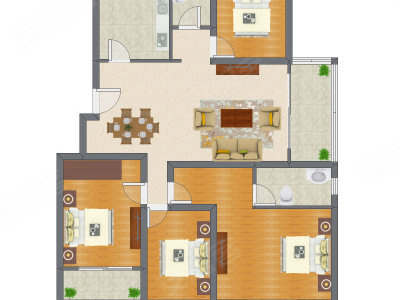 4室2厅 116.78平米户型图