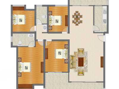4室2厅 205.00平米户型图