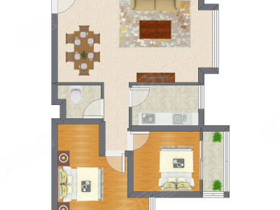 2室2厅 83.25平米户型图