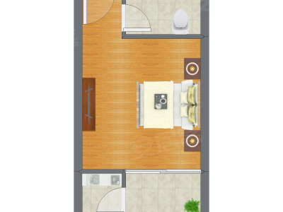 1室0厅 39.47平米户型图