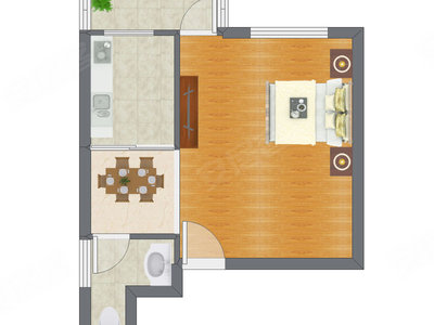 1室1厅 49.80平米户型图