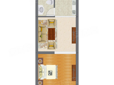 1室1厅 30.53平米户型图