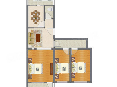 3室2厅 92.64平米