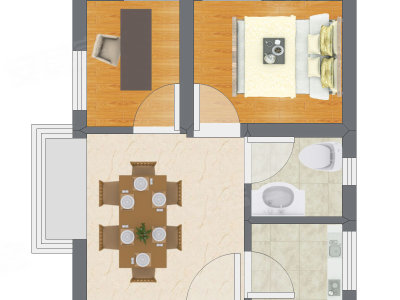 2室1厅 40.15平米户型图