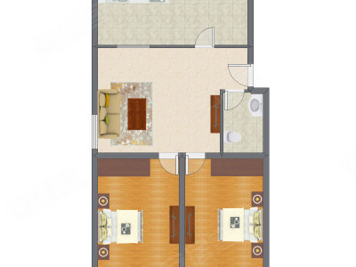 2室1厅 85.89平米